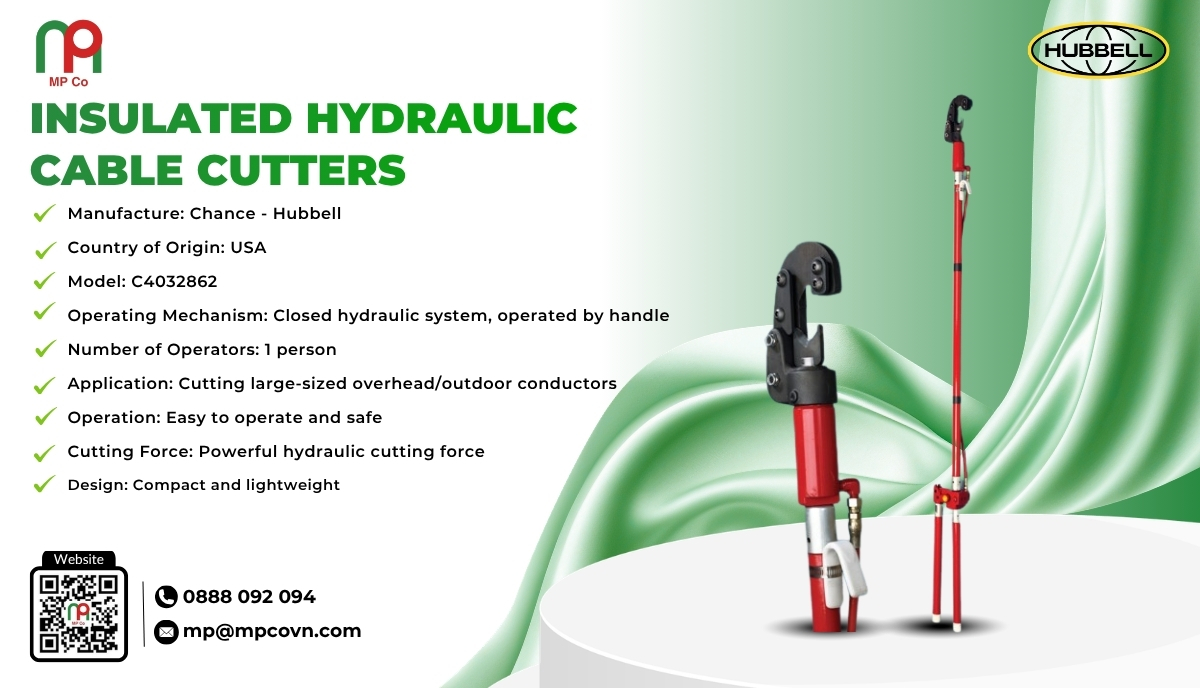 The standout feature of the C4032862 Hydraulic Ratchet Cable Cutter is its ability to cut large conductors with only a single operator.