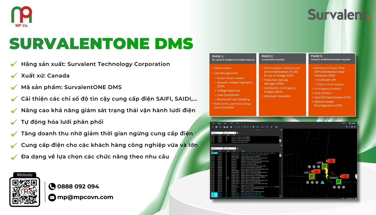 SurvalentONE DMS (Distribution Management System) là giải pháp phần mềm quản lý lưới điện phân phối với các chức năng nâng cao, hỗ trợ người vận hành đưa ra những quyết định linh hoạt, nhanh chóng và chính xác.