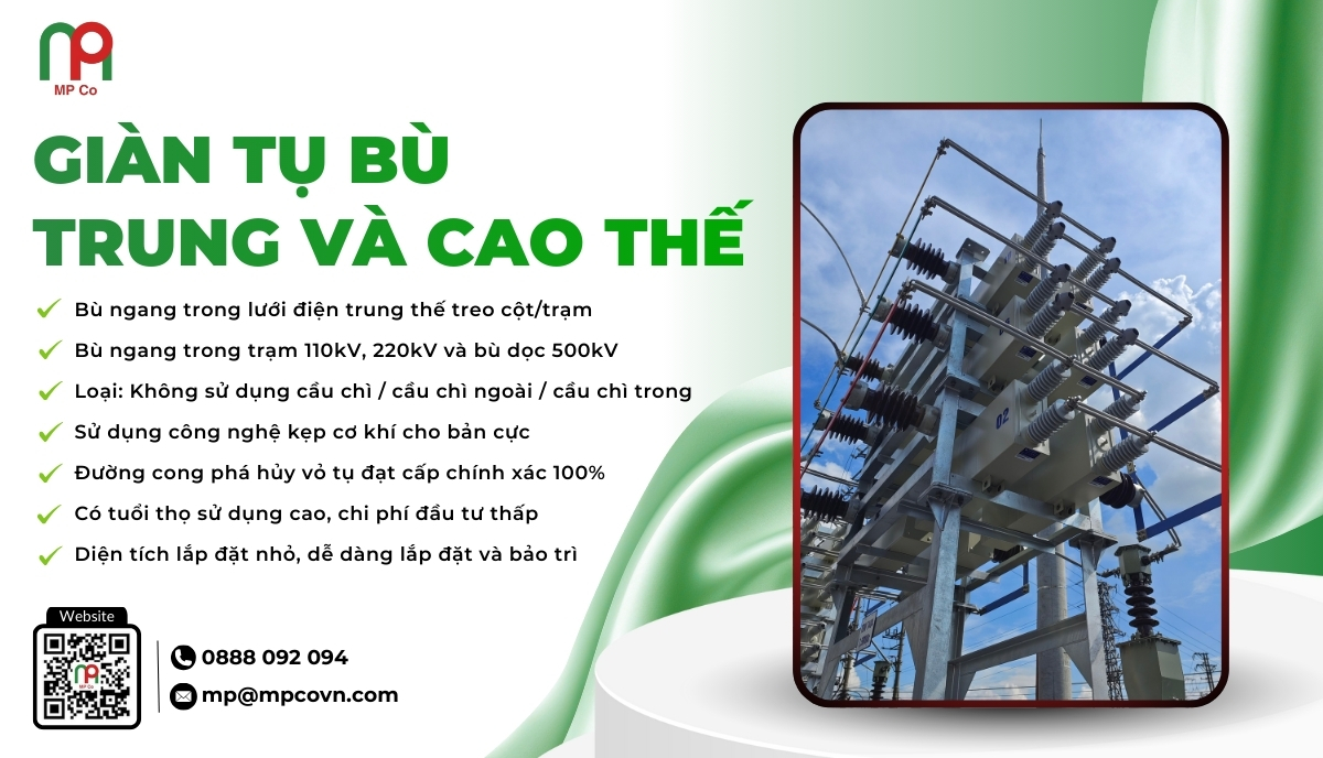 Giàn tụ bù được thiết kế linh hoạt để phục vụ các ứng dụng bù ngang trong lưới điện treo cột hoặc trạm trung thế, bù ngang trong trạm 110kV, 220kV, và cả bù dọc tại trạm 500kV