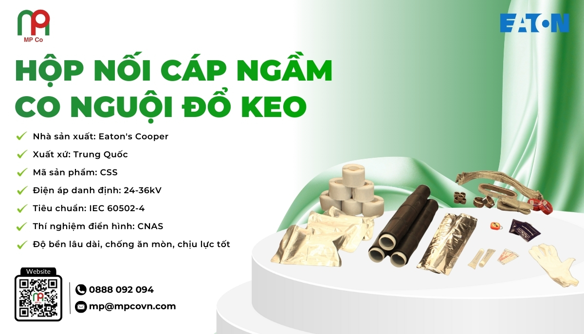 Hộp nối cáp ngầm co nguội đổ keo do Eaton’s Cooper sản xuất là giải pháp kết nối chuyên dụng dành cho hệ thống cáp ngầm trung thế, được thiết kế theo tiêu chuẩn IEC 60502-4 và đã được kiểm nghiệm tại phòng thí nghiệm đạt chuẩn CNAS.