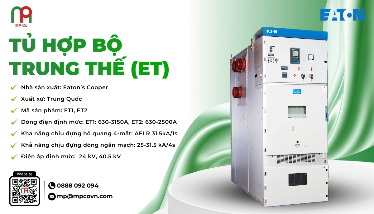 Tủ hợp bộ trung thế (ET) do Eaton’s Cooper sản xuất và được phân phối chính hãng bởi Công ty TNHH Thương Mại Mỹ Phương (MP Co) là giải pháp đóng cắt trung thế hiệu suất cao dành cho các công trình thuộc lĩnh vực thương mại và công nghiệp (C&I).