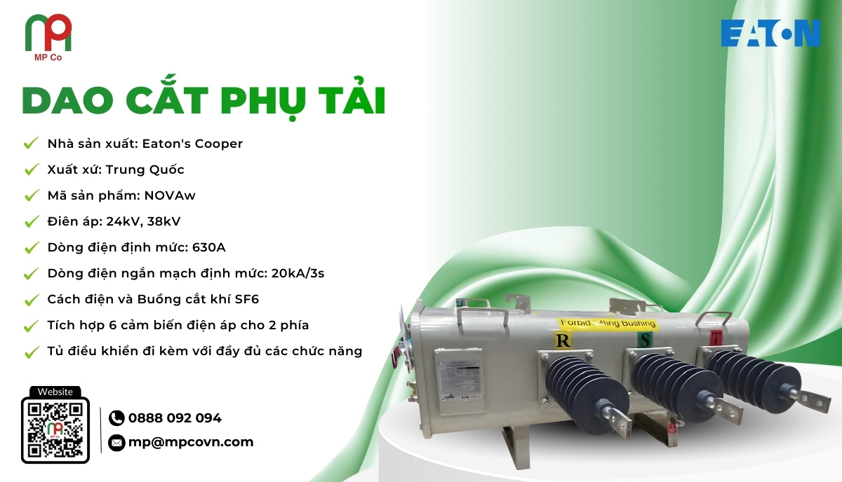NOVAw là dòng dao cắt phụ tải sử dụng khí SF₆ cao cấp do Eaton’s Cooper (Trung Quốc) sản xuất, được thiết kế dành riêng cho các hệ thống trung thế 24kV và 38kV.