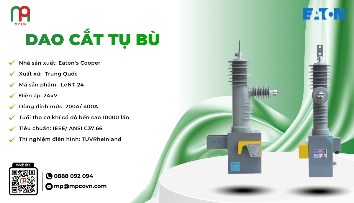 Thông số kỹ thuật ấn tượng của dao cắt tụ bù Eaton