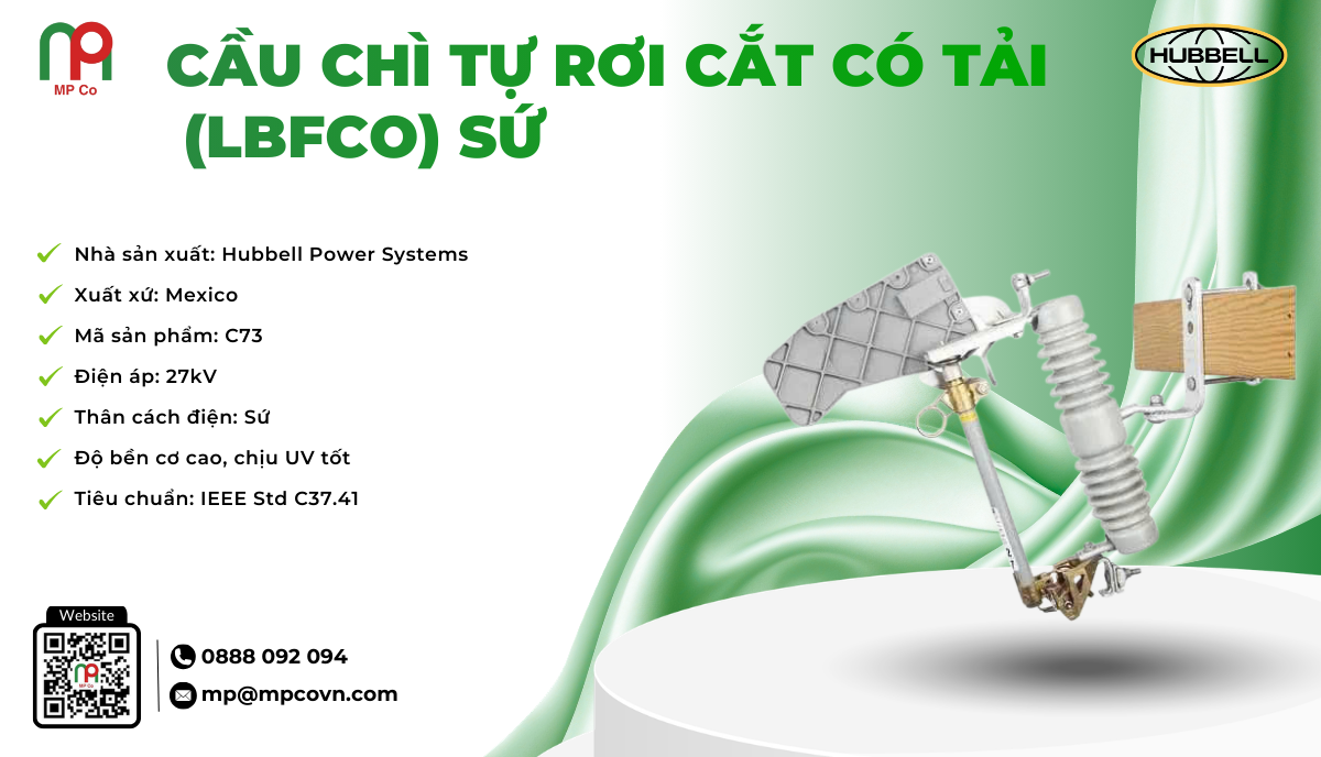 Cầu chì tự rơi cắt có tải LBFCO sứ Hubbell