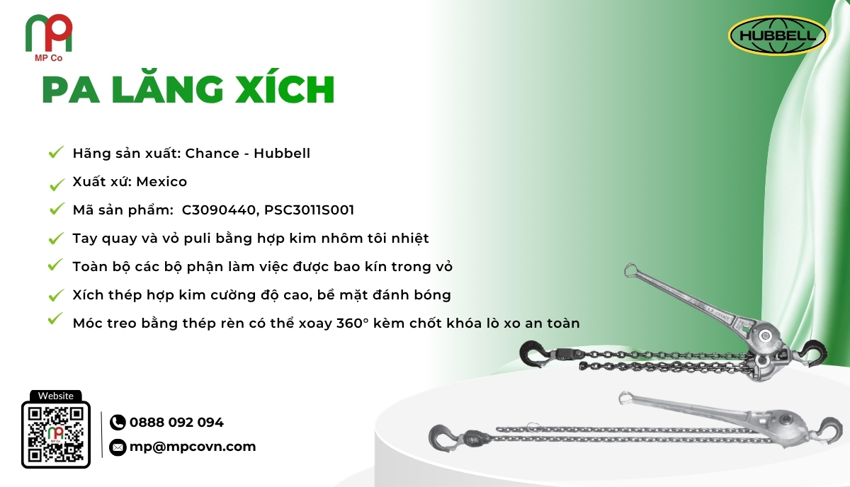 <em>Thông số kỹ thuật ấn tượng của Pa lăng xích</em>