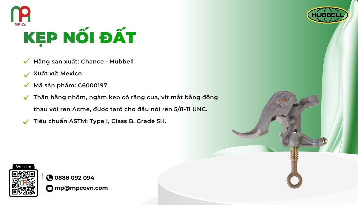 <em>Thông số kỹ thuật ấn tượng của Kẹp nối đất </em>